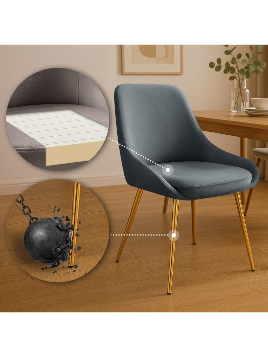 Set van 2 eetkamerstoelen Elmira fluweel goud, antraciet