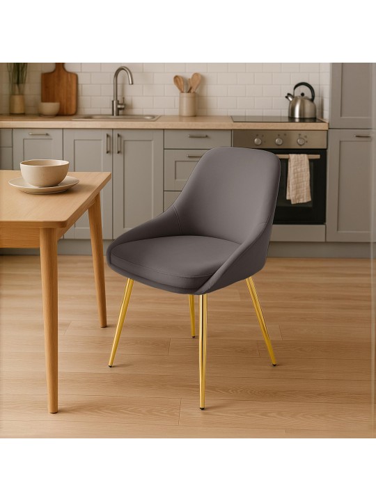 Set van 2 eetkamerstoelen Elmira fluweel goud, antraciet