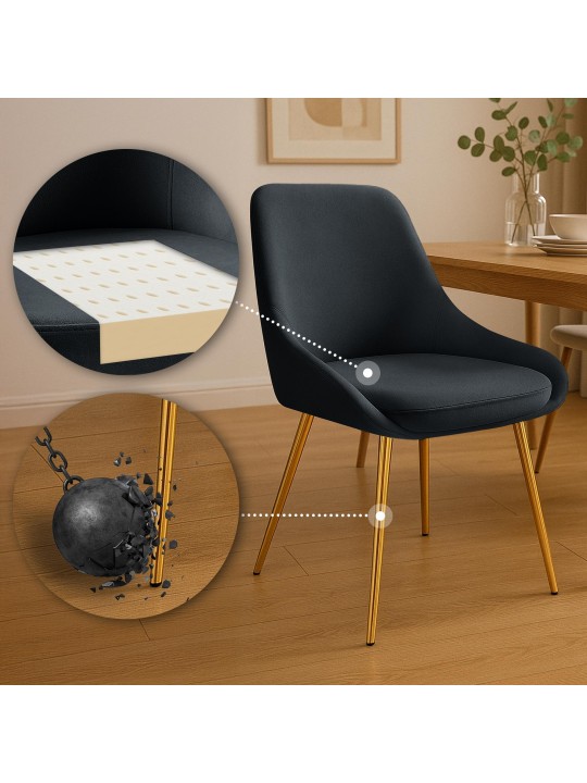 Set van 2 eetkamerstoelen Elmira fluweel goud, zwart