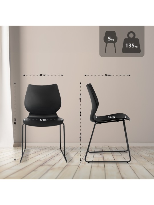 Set van 2 stoelen Houma, zwart