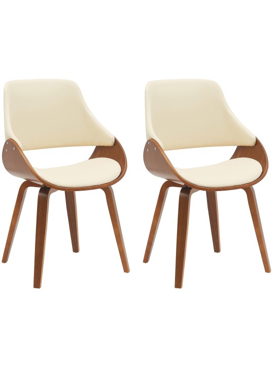 Set van 2 eetkamerstoelen Vangale, walnoot/crème Set van 2 eetkamerstoelen Vangale, walnoot/crème