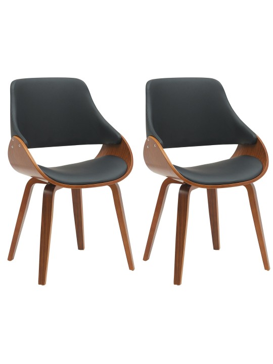 Set van 2 eetkamerstoelen Vangale, walnoot/zwart Set van 2 eetkamerstoelen Vangale, walnoot/zwart