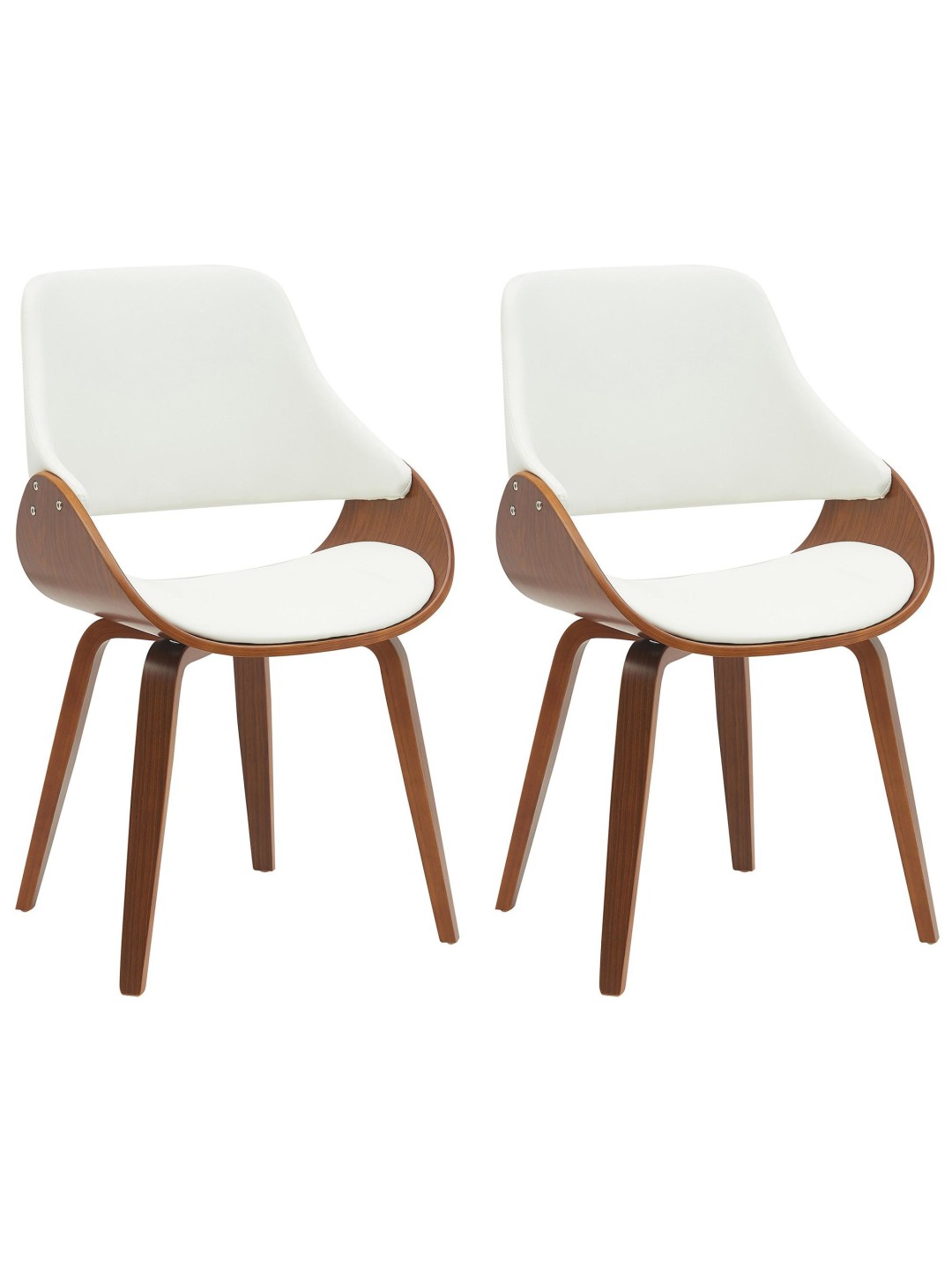 Set van 2 eetkamerstoelen Vangale, walnoot/wit