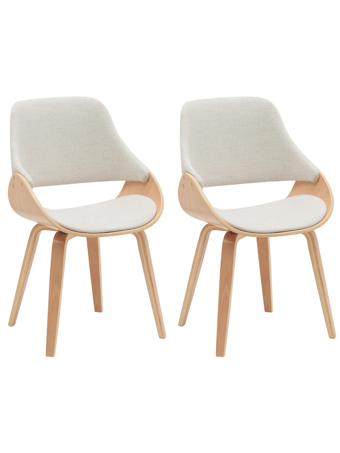 Set van 2 eetkamerstoelen Vangale, naturel/crème