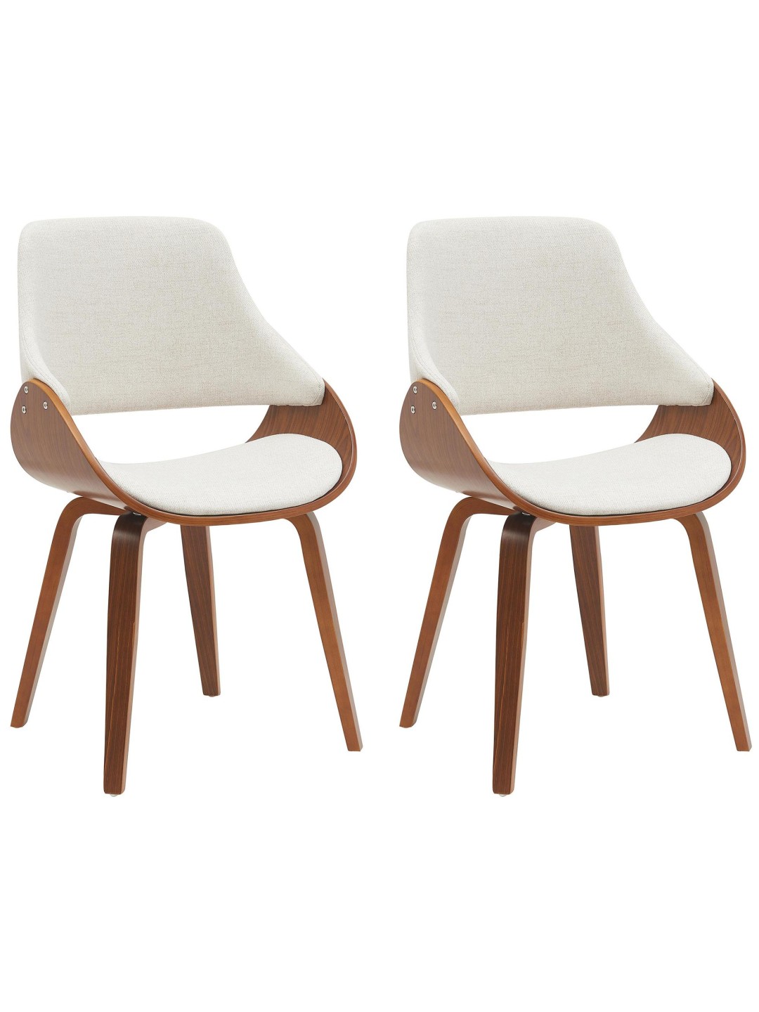Set van 2 eetkamerstoelen Vangale, walnoot/crème