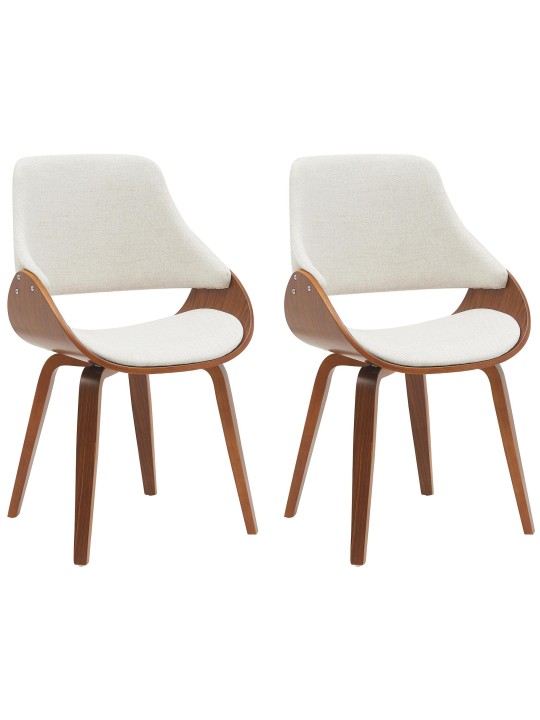 Set van 2 eetkamerstoelen Vangale, walnoot/crème