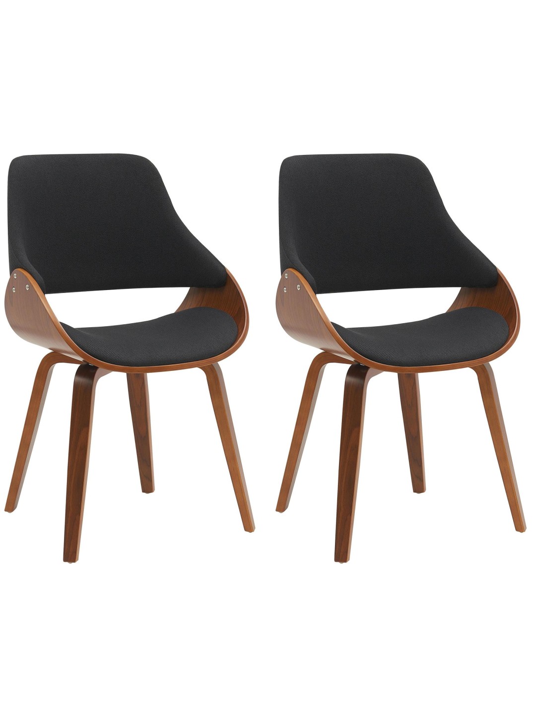 Set van 2 eetkamerstoelen Vangale, walnoot/zwart