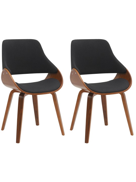 Set van 2 eetkamerstoelen Vangale, walnoot/zwart