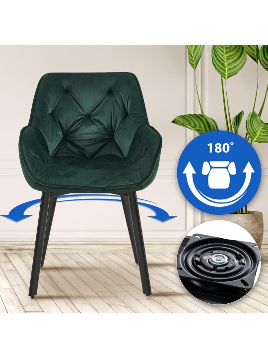 Set van 2 eetkamerstoelen Antigo fluweel, groen
