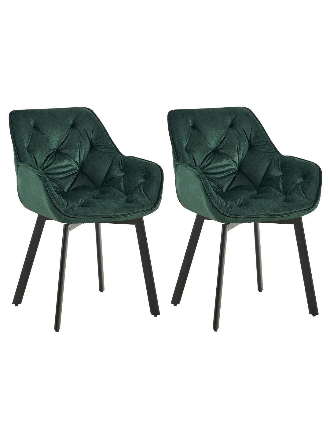 Set van 2 eetkamerstoelen Antigo fluweel, groen