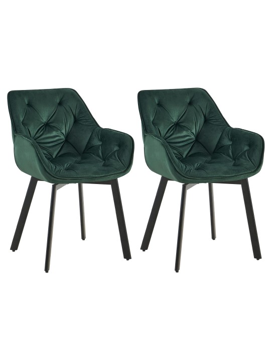 Set van 2 eetkamerstoelen Antigo fluweel, groen