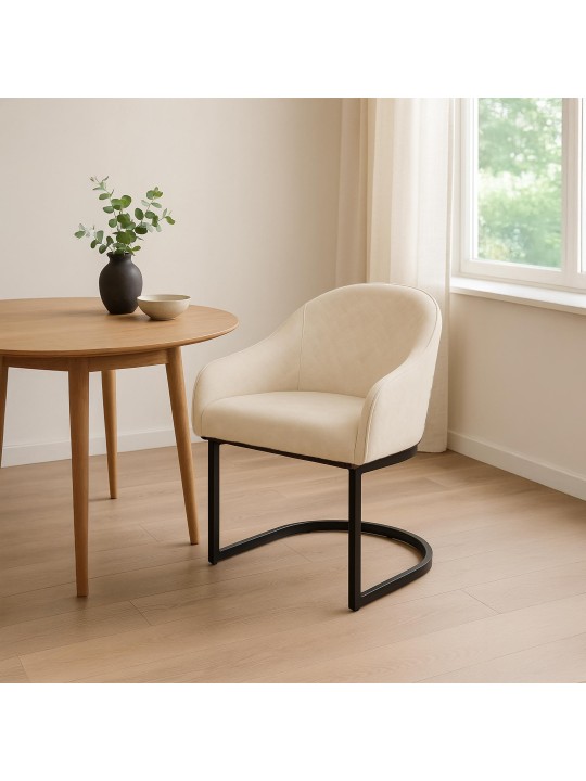 Eetkamerstoel Jarik vintage fluweel, crème