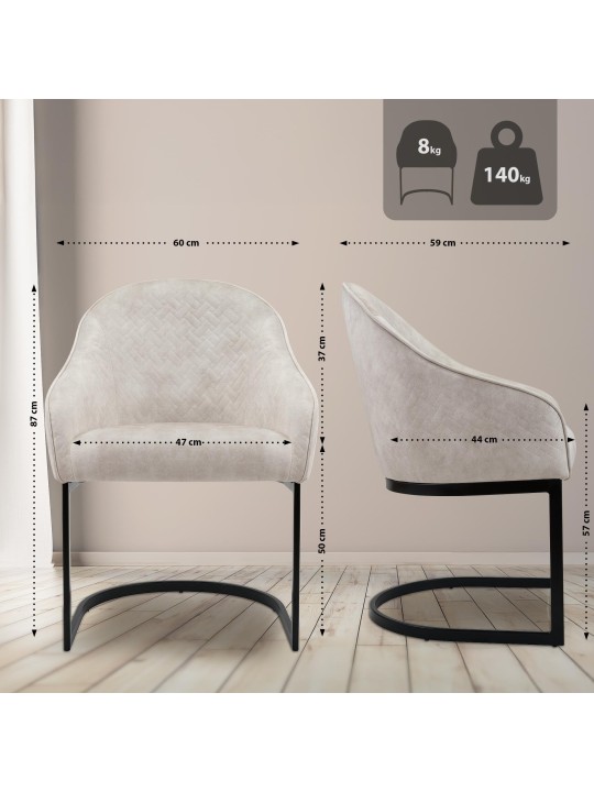 Eetkamerstoel Jarik vintage fluweel, crème