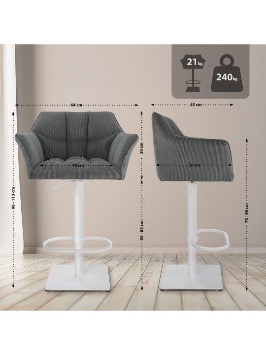 Barkruk Damaso W Snoer, grijs