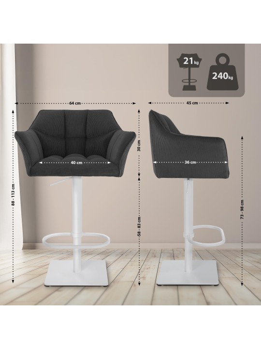 Barkruk Damaso W Snoer, donkergrijs