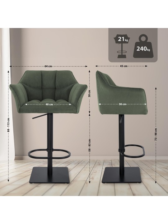 Barkruk Damaso B Cord, groen