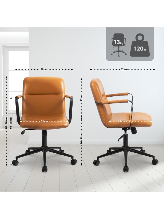 Bureaustoel Hilda echt leer, bruin