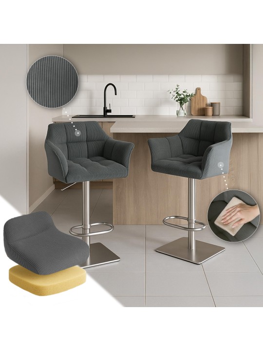 Barkruk Damaso E Cord, grijs