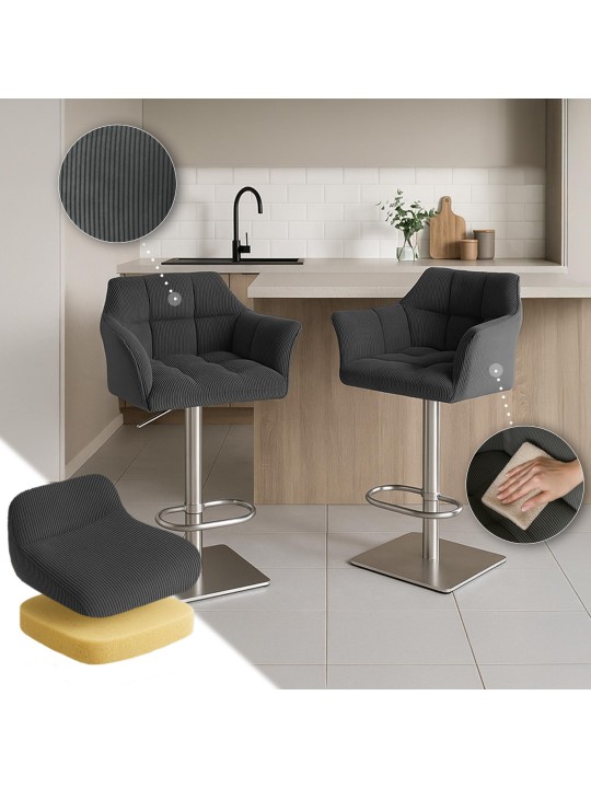 Barkruk Damaso E Cord, donkergrijs