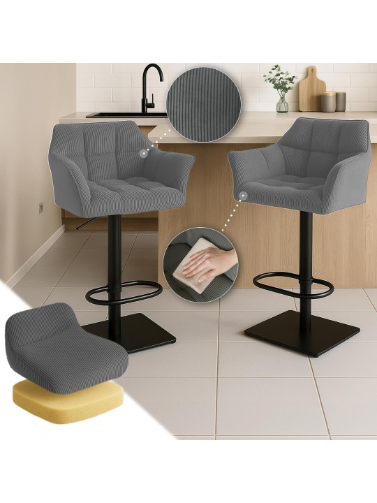 Barkruk Damaso B Cord, grijs