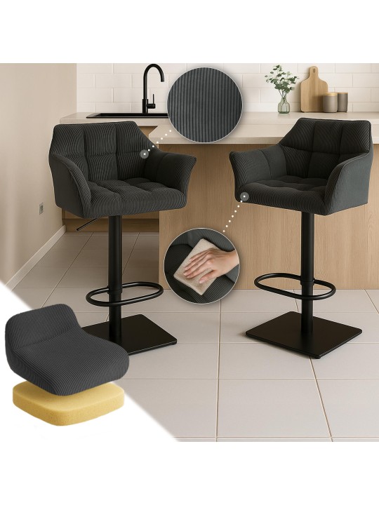 Barkruk Damaso B Cord, donkergrijs Barkruk Damaso B Cord, donkergrijs