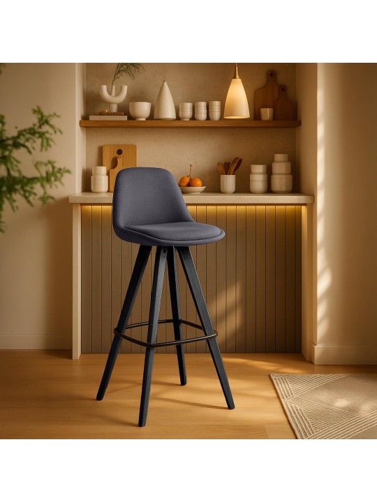 Set van 2 barkrukken Corbin stof vierkant, donkergrijs Set van 2 barkrukken Corbin stof vierkant, donkergrijs