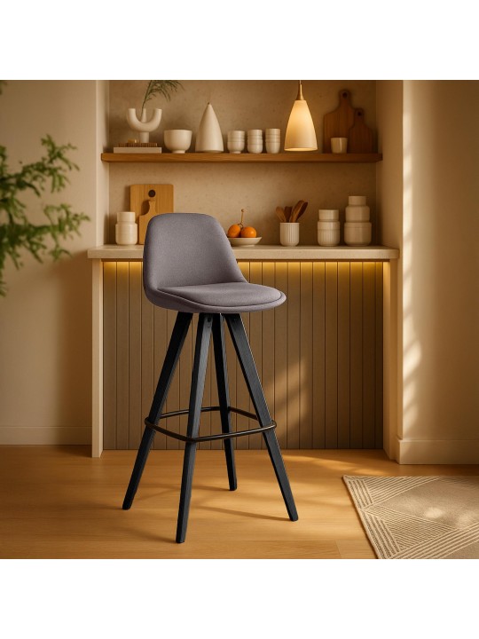 Set van 2 barkrukken Corbin stof vierkant, taupe Set van 2 barkrukken Corbin stof vierkant, taupe