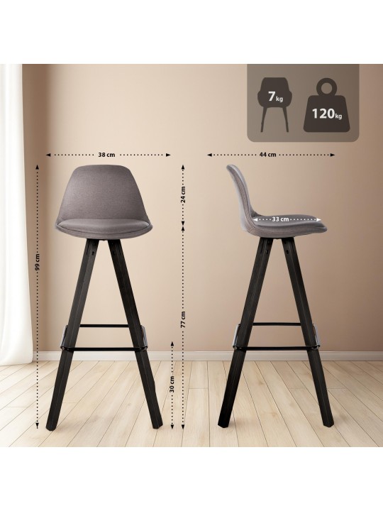 Set van 2 barkrukken Corbin stof vierkant, taupe Set van 2 barkrukken Corbin stof vierkant, taupe