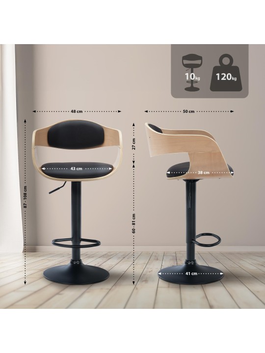 Barkruk Kingston B kunstleer, naturel/zwart