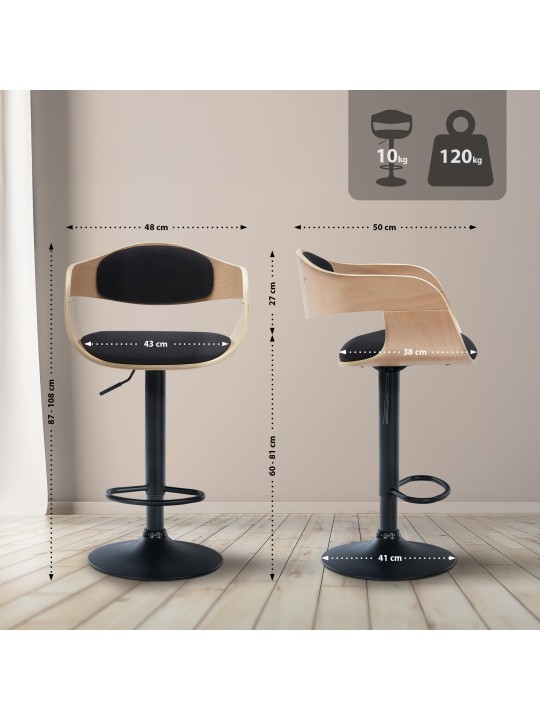 Barkruk Kingston B stof, naturel/zwart