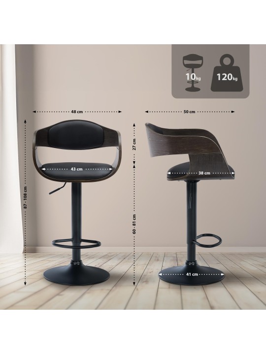 Set van 2 barkrukken Kingston B kunstleer, zwart/grijs