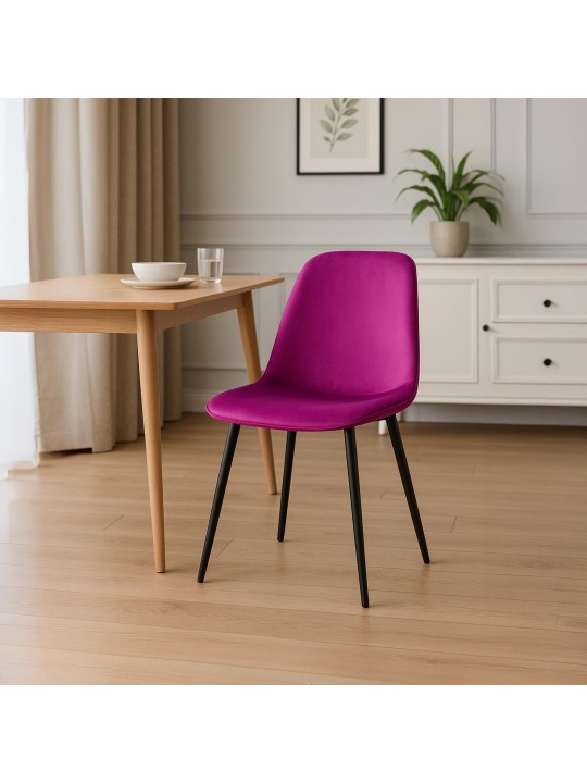 Set van 2 Maryam fluwelen eetkamerstoelen, lila