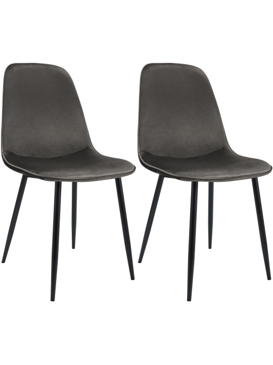 Set van 2 Maryam fluwelen eetkamerstoelen, antraciet