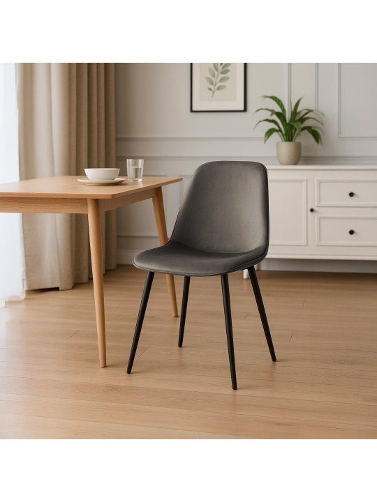 Set van 2 Maryam fluwelen eetkamerstoelen, antraciet