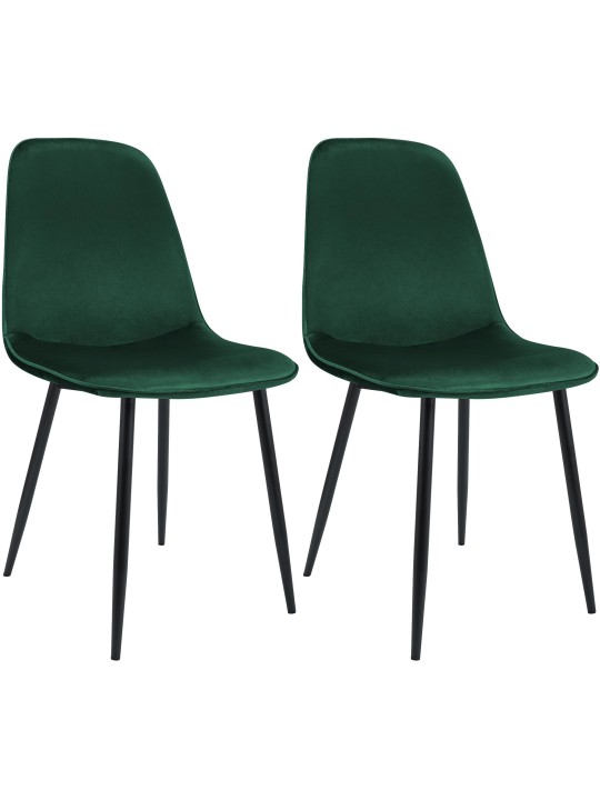 Set van 2 Maryam fluwelen eetkamerstoelen, groen