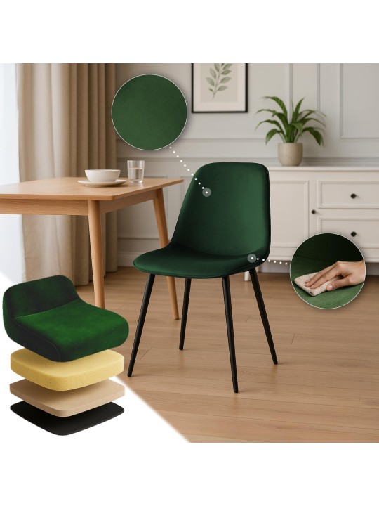 Set van 2 Maryam fluwelen eetkamerstoelen, groen