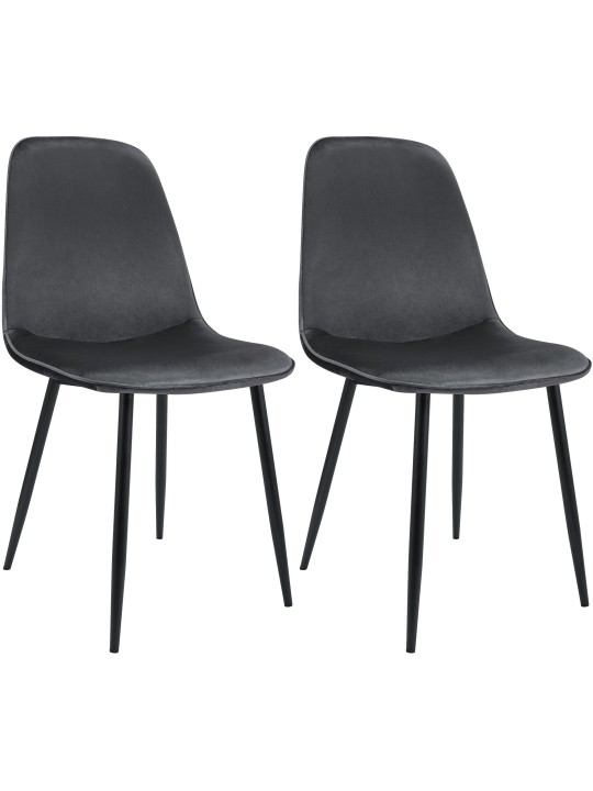 Set van 2 Maryam fluwelen eetkamerstoelen, donkergrijs