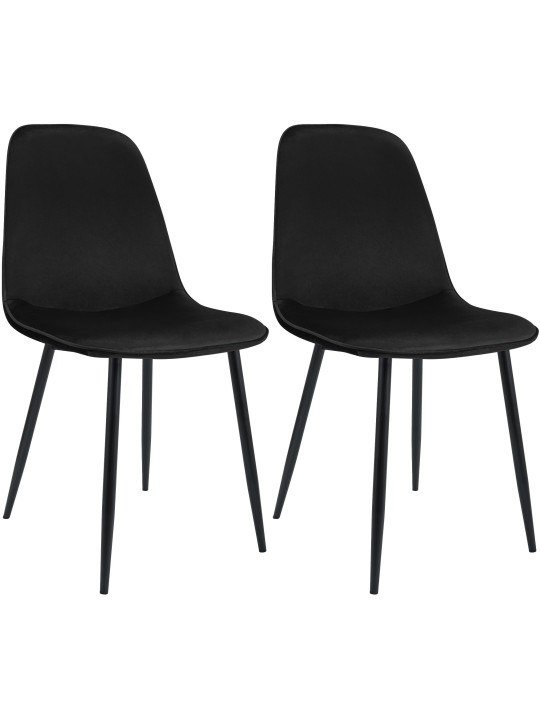 Set van 2 Maryam fluwelen eetkamerstoelen, zwart Set van 2 Maryam fluwelen eetkamerstoelen, zwart
