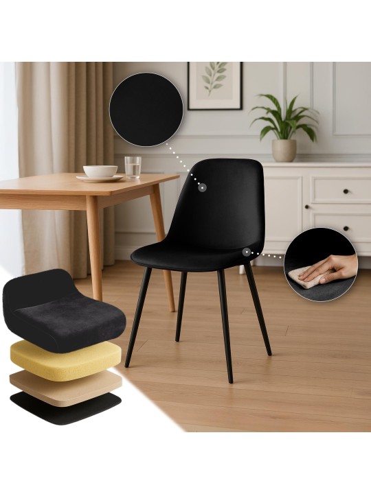 Set van 2 Maryam fluwelen eetkamerstoelen, zwart Set van 2 Maryam fluwelen eetkamerstoelen, zwart