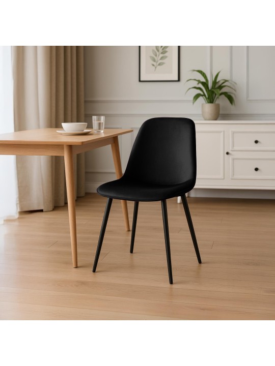 Set van 2 Maryam fluwelen eetkamerstoelen, zwart Set van 2 Maryam fluwelen eetkamerstoelen, zwart