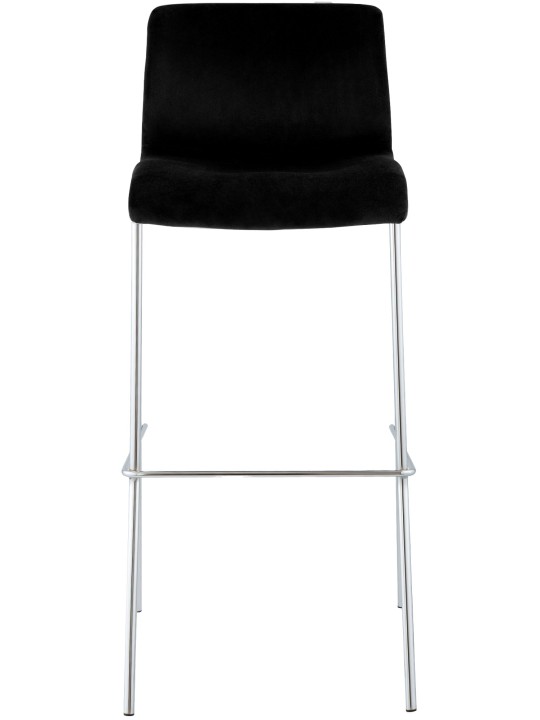 Barkruk Hoover fluweel 4-poot chroom, zwart