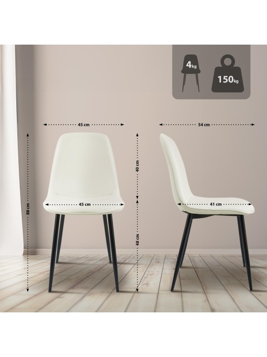 Set van 2 eetkamerstoelen Maryam stof, crème