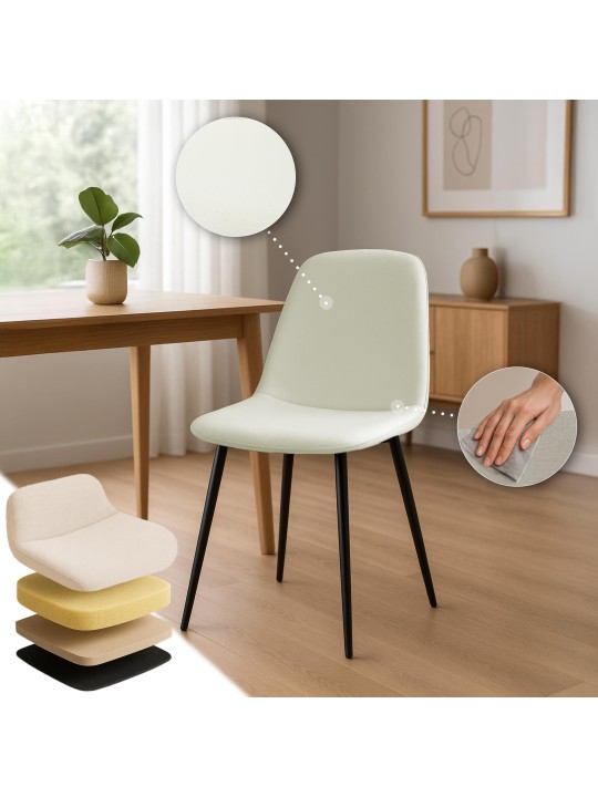 Set van 2 eetkamerstoelen Maryam stof, crème