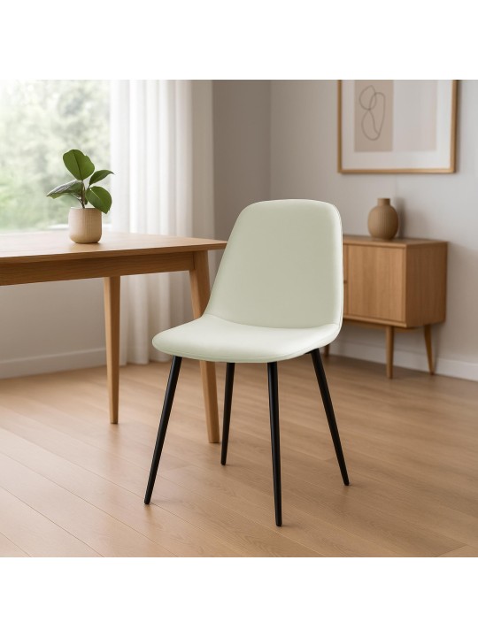 Set van 2 eetkamerstoelen Maryam stof, crème