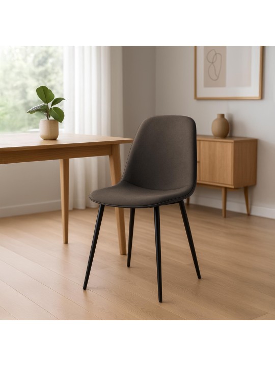 Set van 2 eetkamerstoelen Maryam stof, bruin