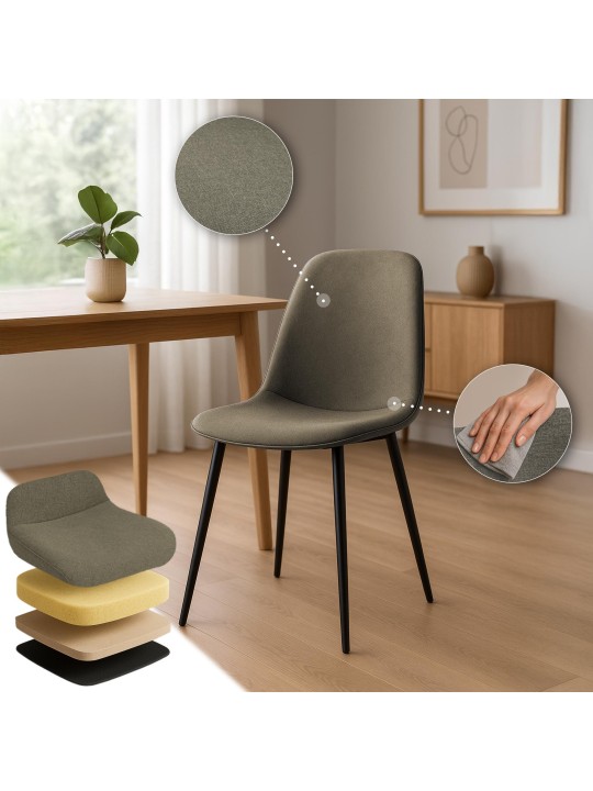 Set van 2 eetkamerstoelen Maryam stof, taupe