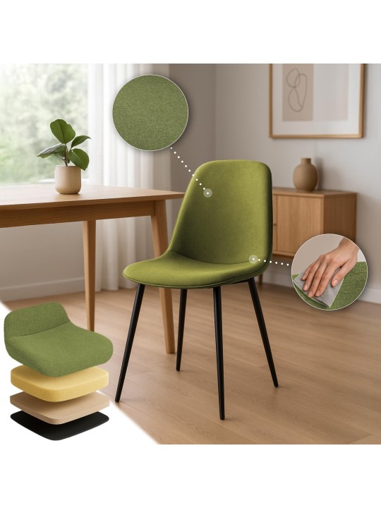 Set van 2 eetkamerstoelen Maryam stof, groen