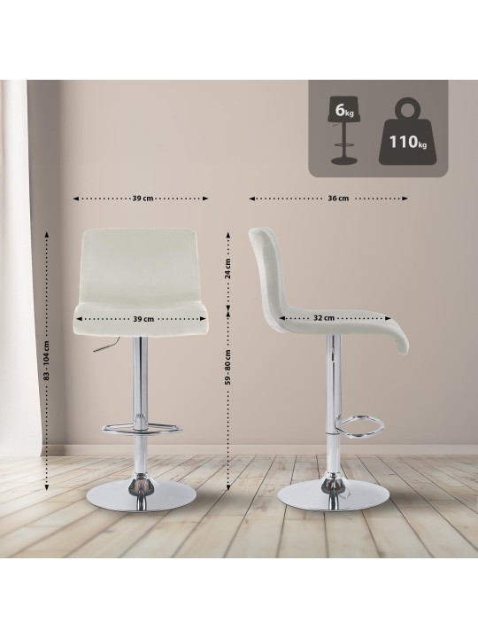 Barkruk Hoover fluweel C, crème