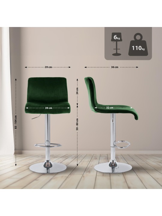 Barkruk Hoover fluweel C, groen