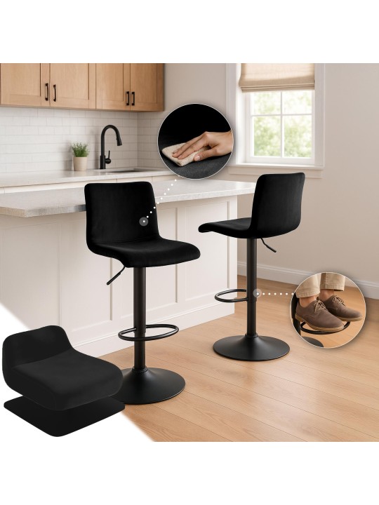 Barkruk Hoover fluweel B, zwart